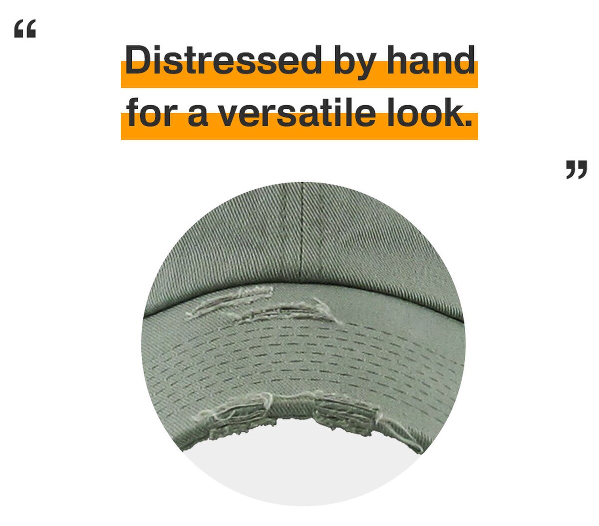 Moss Gray Distressed Vintage Baseball Cap Front View
